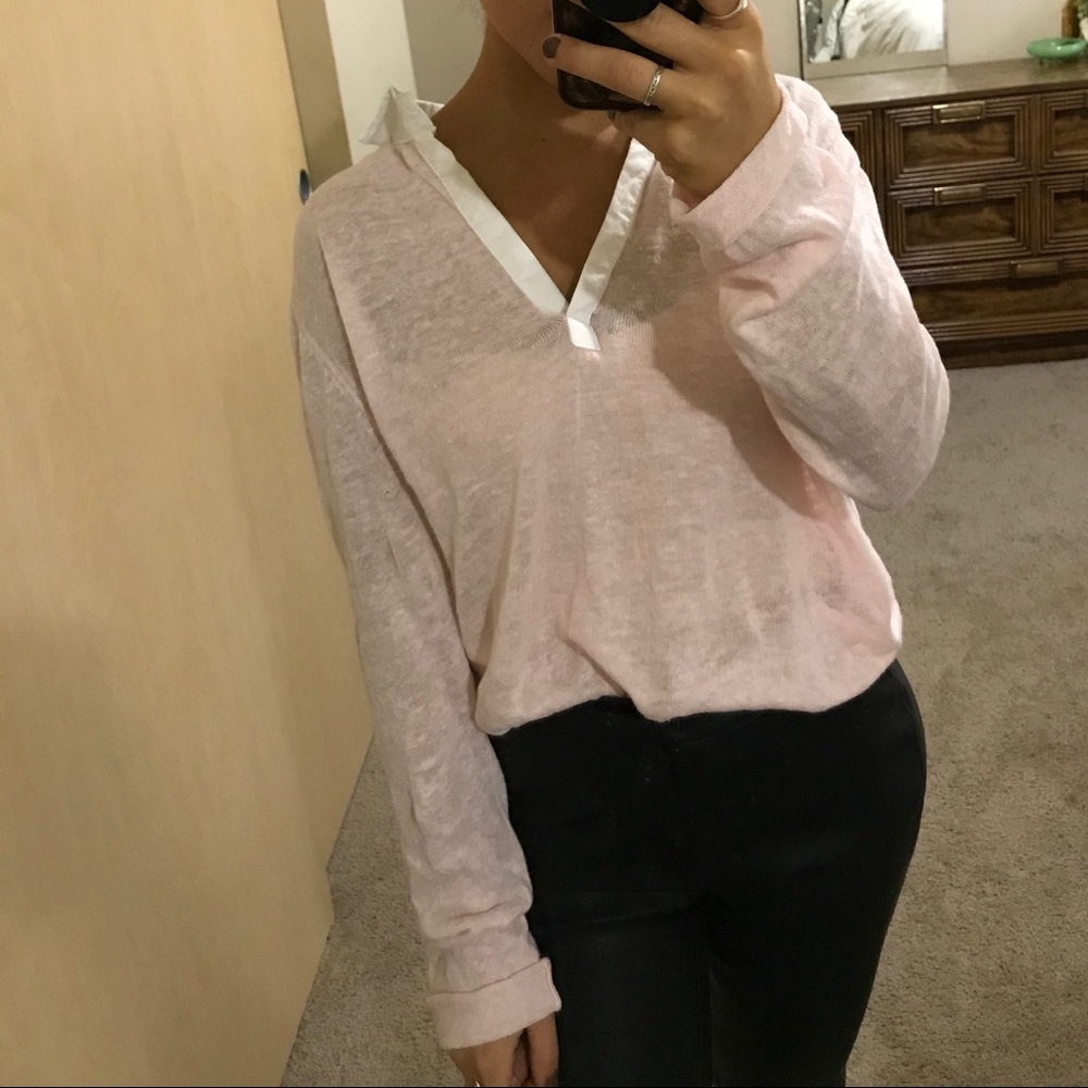 Pink sheer collared top